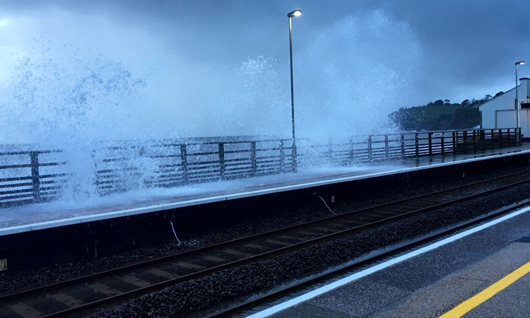 Waves over railway line