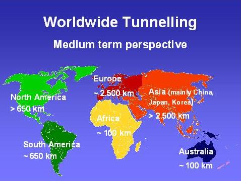 图1未来10-15年全球隧道工程量