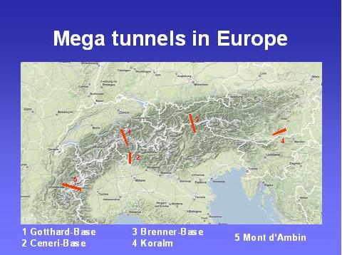 图2欧洲在建或设计中的超长铁路隧道