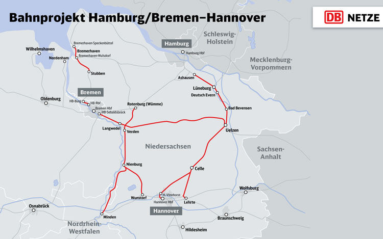 地图汉堡/ Bremen-Hanover