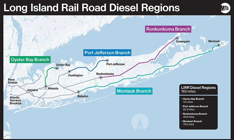 MTA LIRR柴油区域地图
