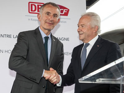 SNCF总裁Guillaume Pepy和Rüdiger Grube，