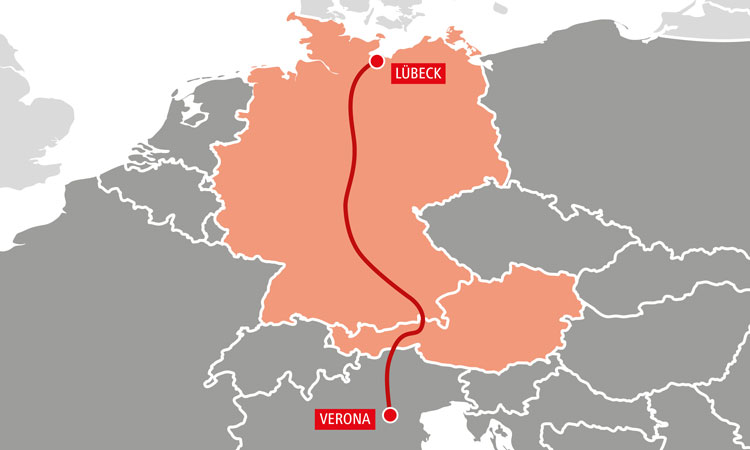 维罗纳到Lübeck直达列车由ÖBB铁路货运集团推出