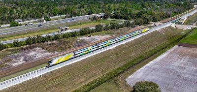 Brightline train runs on tracks