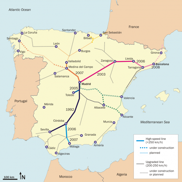 图7西班牙高铁线路