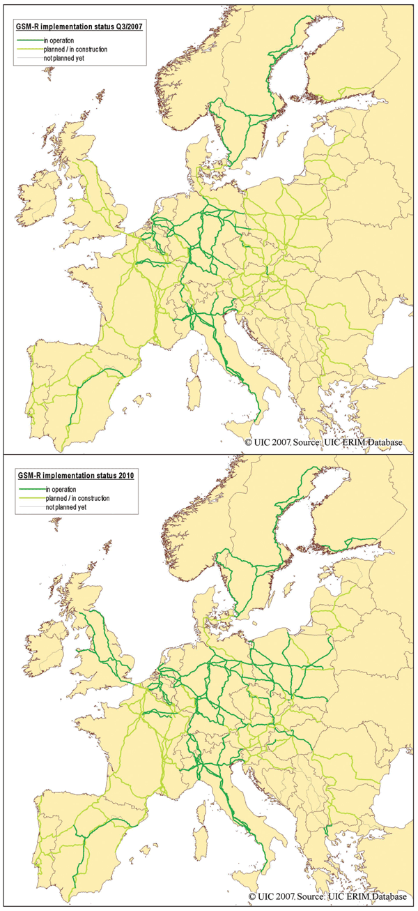 图2:2007 / 2010年对欧洲走廊覆盖范围的预测