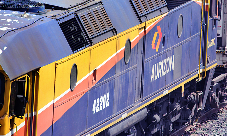 澳大利亚悉尼的Aurizon货运列车特写