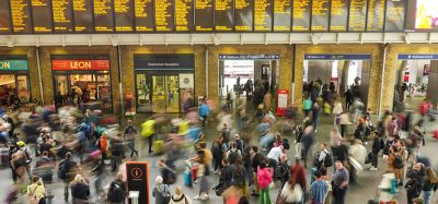 Crowded rail station in London